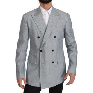 Dolce & Gabbana Blue Flax NAPOLI Jacket Coat Blazer